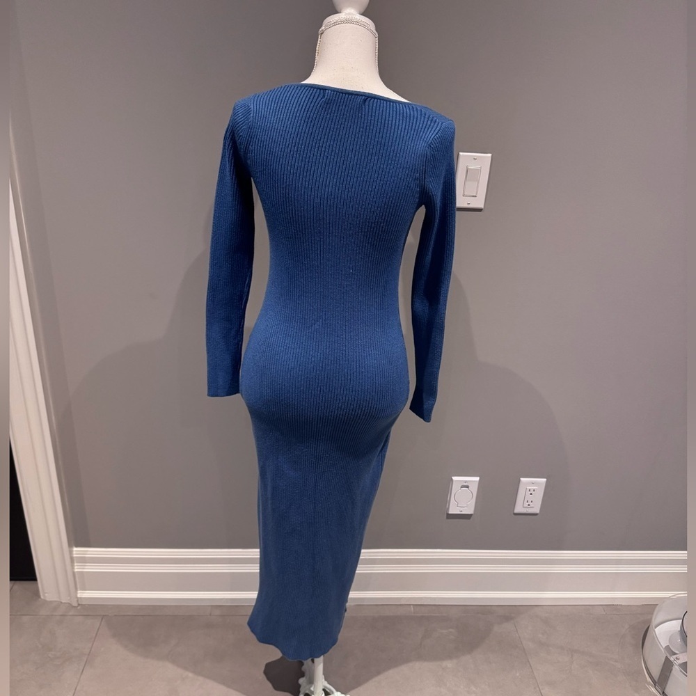 Teal Knit Stretch Dress Sz S (Us 4-6) - Picture 3 of 9